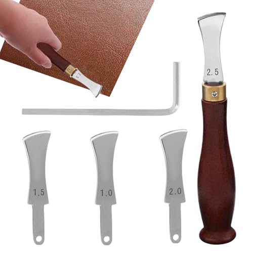 Rillenwerkzeug für Lederränder, Kantenmarkierung aus Edelstahl, Werkzeug für Lederwaren mit Holzgriff zur Herstellung von Geldbörsen, Taschen, Gürteln und von Duroecsain