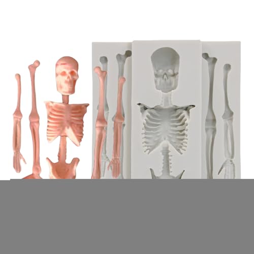 Silikonform in Totenkopfform, Silikonform mit Totenkopf-Skelett, zum Backen von Kerzen mit Skelett, Schokoladenformen, Gießformen von Duroecsain