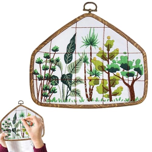 Stickset für Erwachsene Anfänger, Sticksets für Erwachsene, Anfänger, Handstickerei, Landschaft an der Außenseite des Fensters, Kits mit Faden und Reifen, Anleitung, Stickset für Erwachsene Anfänger, Sticksets für Erwachsene, Anfänger, Handstickerei, Landschaft an der Außenseite des Fensters, Kits mit Faden und Reifen, Anleitung, von Duroecsain
