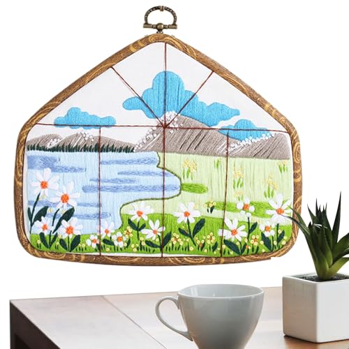 Stickset für Erwachsene Anfänger, Sticksets für Erwachsene, Anfänger, Handstickerei, Landschaft außerhalb des Fensters, Kits mit Faden und Reifen, Anleitung, Stickset für Erwachsene Anfänger, Sticksets für Erwachsene, Anfänger, Handstickerei, Landschaft außerhalb des Fensters, Kits mit Faden und Reifen, Anleitung, von Duroecsain