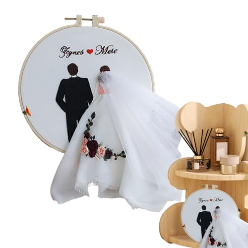 Stickset für Paare, Hochzeitsstickerei für Anfänger, Stickset für Anfänger, mit Nadeln und Anleitung zur Dekoration von Duroecsain