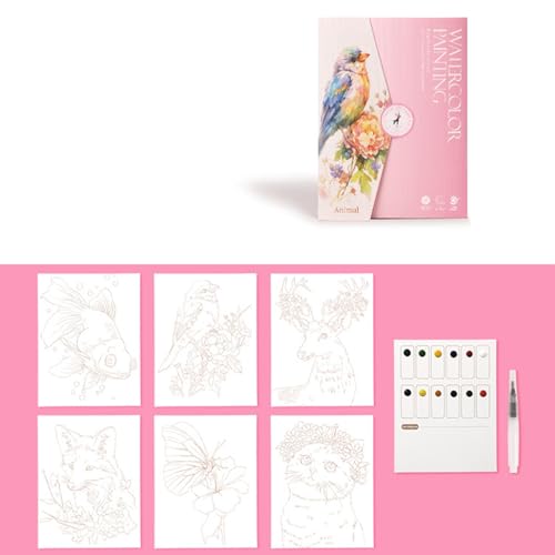 Watercolor Workbook for Beginners, Watercolor Book with 12-Color Paint, Water Color Drawing Book for Children Teens Adults von Duroecsain