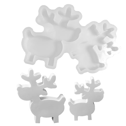 Weihnachts Elch Silikonform | Weihnachts Elch Gipsform - Silikon Handwerk Form für Feiertag DIY Projekte Heimdekoration Gips Ornament Seife Kerzenherstellung Epoxidharz Gießen von Duroecsain