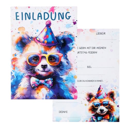 Duronge 12 x Einladungskarten Kindergeburtstag, Tier Einladungskarten, Partyeinladungen, Einladungen zur Geburtstagsfeier, Geeignet Kindergeburtstag Teenager Mädchen & Junge (Tragen) von Duronge