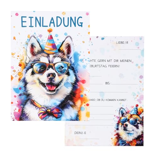Duronge 12 x Einladungskarten Kindergeburtstag, Tier Einladungskarten, Partyeinladungen, Einladungen zur Geburtstagsfeier, Geeignet Kindergeburtstag Teenager Mädchen & Junge (Welpe) von Duronge