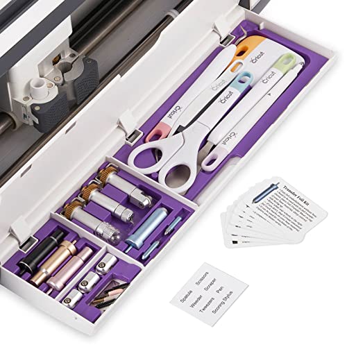 Duryeo Werkzeugaufbewahrungseinsatz, kompatibel mit Cricut Maker 4 Maker 3 & Maker, Schubladenwerkzeug-Set, Ablage, Klingengehäuse, Spitzen-Zubehör-Organizer (lila, Klingengehäuse und Werkzeuge nicht von Duryeo
