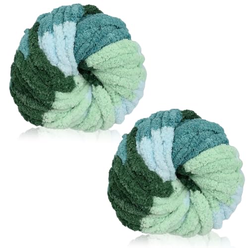 Duscdesp 2 Stück, 240 g, super grobes Garn zum Handstricken, dickes Wollgarn, Chenille, grobes Deckengarn für Hüte, Schals, Decken, Kissen, Katzenbett Duscdesp 2 Stück, 240 g, super grobes Garn zum Handstricken, dickes Wollgarn, Chenille, grobes Deckengarn für Hüte, Schals, Decken, Kissen, Katzenbett von Duscdesp
