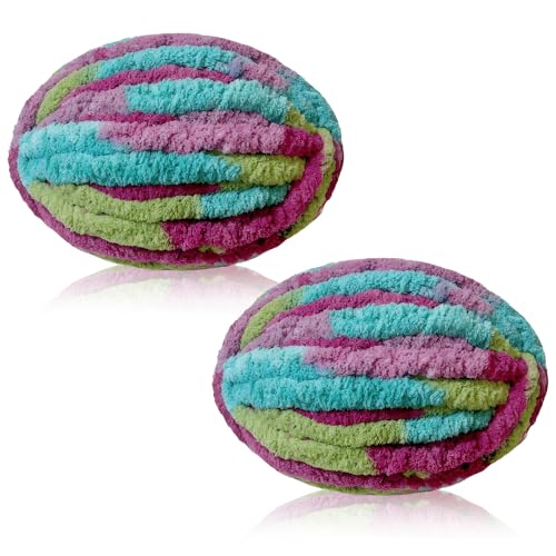 Duscdesp 2 Stück, 240 g, super grobes Garn zum Handstricken, dickes Wollgarn, Chenille, grobes Deckengarn für Hüte, Schals, Decken, Kissen, Katzenbett Duscdesp 2 Stück, 240 g, super grobes Garn zum Handstricken, dickes Wollgarn, Chenille, grobes Deckengarn für Hüte, Schals, Decken, Kissen, Katzenbett von Duscdesp
