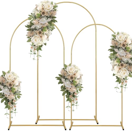Duscdesp 3 Stück (6FT+5FT+4FT) Metall Hochzeitsbogen, Gold Traubogen Hochzeit Gestell Ballon Bogen Rahmen Deko für Verlobung, Geburtstagsparty, Zeremonie, Party, Babyparty, Garten Blumen Dekoration von Duscdesp