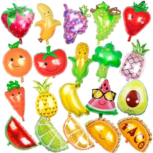 Dusenly 12 Stück Obst-Gemüse-Folienballons Obst Geburtstag Party Luftballons für Geburtstag Babyparty Party Gastgeschenke von Dusenly