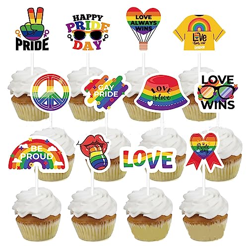 Dusenly 24 Stück Gay Pride Cupcake Toppers LGBTQ Regenbogen Party Cake Toppers Cake Picks für Pride Day Party Favors von Dusenly