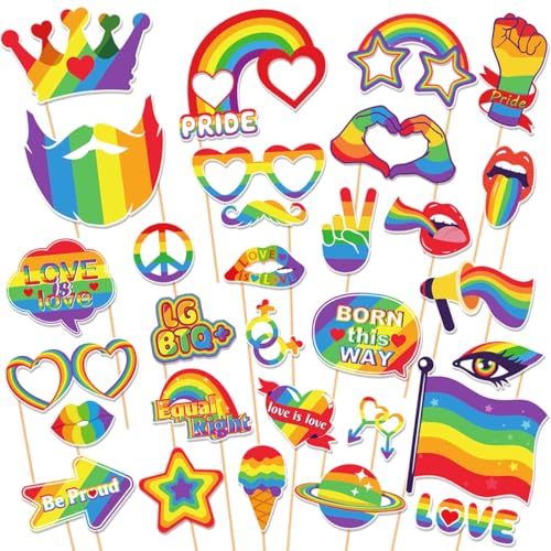 Dusenly 30pcs Rainbow Gay Pride Party Photo Booth Props Gay Pride Rainbow Photo Props Event Fancy Dress Accessories Dusenly 30pcs Rainbow Gay Pride Party Photo Booth Props Gay Pride Rainbow Photo Props Event Fancy Dress Accessories von Dusenly