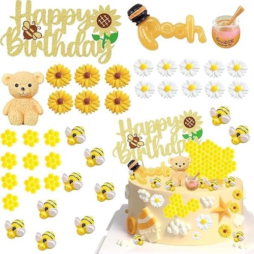Dusenly 63 Stück Bienen-Kuchenaufsätze, Gänseblümchen, Geburtstag, Kuchendekoration, Biene, Gänseblümchen, Sonnenblumen-Thema, Geburtstag, Babyparty, Partygeschenke Dusenly 63 Stück Bienen-Kuchenaufsätze, Gänseblümchen, Geburtstag, Kuchendekoration, Biene, Gänseblümchen, Sonnenblumen-Thema, Geburtstag, Babyparty, Partygeschenke von Dusenly