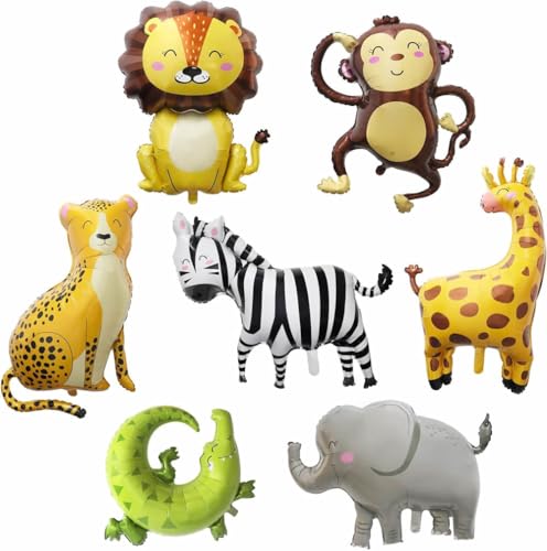 Dusenly Folienballons mit Dschungel-Safari-Tieren, riesige Zoo-Tierballons für Zoo, Wildtiere, Waldthema, Babyparty, Geburtstagsparty, Dekorationen, 7 Stück Dusenly Folienballons mit Dschungel-Safari-Tieren, riesige Zoo-Tierballons für Zoo, Wildtiere, Waldthema, Babyparty, Geburtstagsparty, Dekorationen, 7 Stück von Dusenly