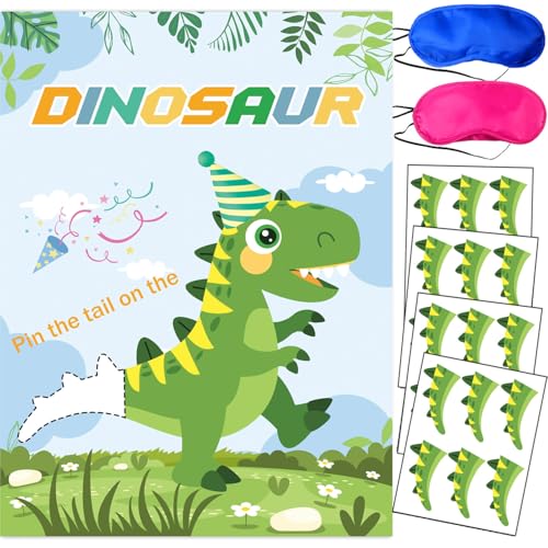 Dusenly Pin The Tail on The Dinosaurier Partyspiel mit 24 Schwänzen für Dinosaurier Geburtstag Party Supplies Pin Games Dino Zubehör Dusenly Pin The Tail on The Dinosaurier Partyspiel mit 24 Schwänzen für Dinosaurier Geburtstag Party Supplies Pin Games Dino Zubehör von Dusenly