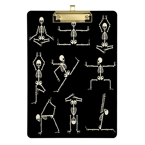 Kung-Fu Yoga-Skelett-Klemmbretter, menschliche Körperhaltung, Kunststoff, A4, Buchstabengröße, Klemmbrett, Acryl-Clipbrett, 31,8 x 22,9 cm, mit niedrigem Profil-Clip für Krankenschwestern, Studenten, Büro, Goldclip Kung-Fu Yoga-Skelett-Klemmbretter, menschliche Körperhaltung, Kunststoff, A4, Buchstabengröße, Klemmbrett, Acryl-Clipbrett, 31,8 x 22,9 cm, mit niedrigem Profil-Clip für Krankenschwestern, Studenten, Büro, Goldclip von Dussdil