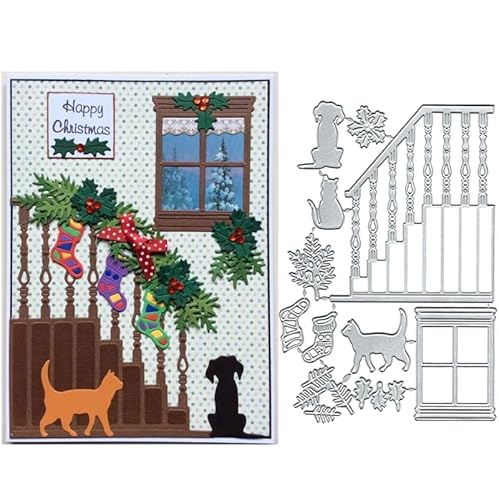Fenstertreppe Hund Katze Metall Stanzformen Schablonen, DIY Scrapbooking Karten dekorative Prägepapier Stanzformen für Album Karten Scrapbooking Herstellung Fenstertreppe Hund Katze Metall Stanzformen Schablonen, DIY Scrapbooking Karten dekorative Prägepapier Stanzformen für Album Karten Scrapbooking Herstellung von DuuFounG