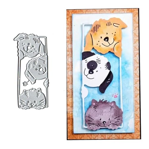 Metall-Stanzschablone mit Katzen- und Hunderahmen, Stanzschablonen für Scrapbooking, Karten, Fotoalbum, Basteln, dekorative Prägepapier-Stanzformen für Alben, Karten, Scrapbooking von DuuFounG