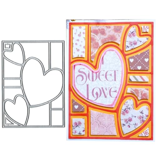 Rechteckige Metall-Stanzschablone, Herz-Rahmen, Stanzschablonen, Stanzschablonen, DIY, Scrapbooking, Karten, Fotoalbum, Basteln, dekorative Prägepapier-Stanzformen für Alben, Karten, Scrapbooking Rechteckige Metall-Stanzschablone, Herz-Rahmen, Stanzschablonen, Stanzschablonen, DIY, Scrapbooking, Karten, Fotoalbum, Basteln, dekorative Prägepapier-Stanzformen für Alben, Karten, Scrapbooking von DuuFounG