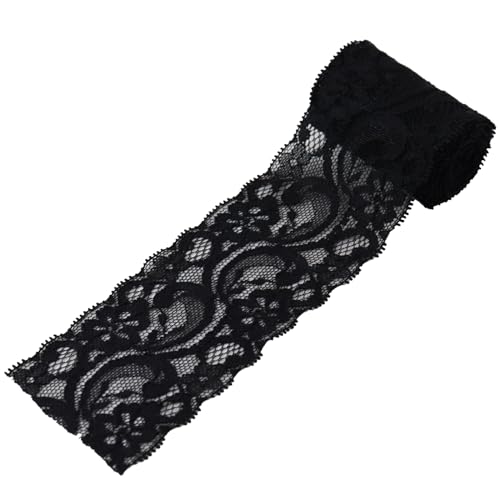 Duuclume 6,1 cm x 4,5 m Vintage-Spitzenstoff, schwarzer Spitzenbesatz, elastisches, dehnbares Band – perfekt für Basteln, Hochzeit, Geschenkverpackung, Zuhause, Weihnachten, Halloween-Dekoration Duuclume 6,1 cm x 4,5 m Vintage-Spitzenstoff, schwarzer Spitzenbesatz, elastisches, dehnbares Band – perfekt für Basteln, Hochzeit, Geschenkverpackung, Zuhause, Weihnachten, Halloween-Dekoration von Duuclume