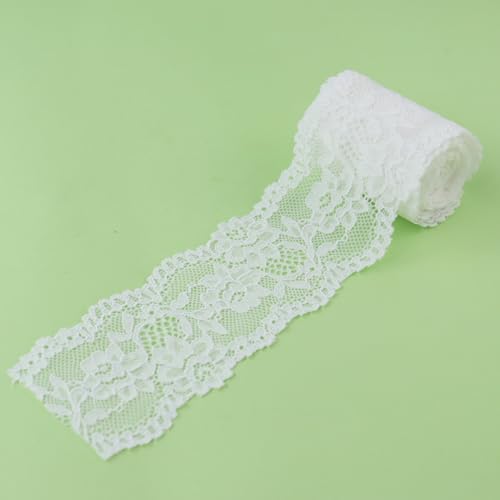 Duuclume 6,1 cm x 4,5 m Vintage-Spitzenstoff, weißer Spitzenbesatz, elastisches, dehnbares Band – perfekt für Basteln, Hochzeit, Geschenkverpackung, Zuhause, Weihnachten, Halloween-Dekoration Duuclume 6,1 cm x 4,5 m Vintage-Spitzenstoff, weißer Spitzenbesatz, elastisches, dehnbares Band – perfekt für Basteln, Hochzeit, Geschenkverpackung, Zuhause, Weihnachten, Halloween-Dekoration von Duuclume