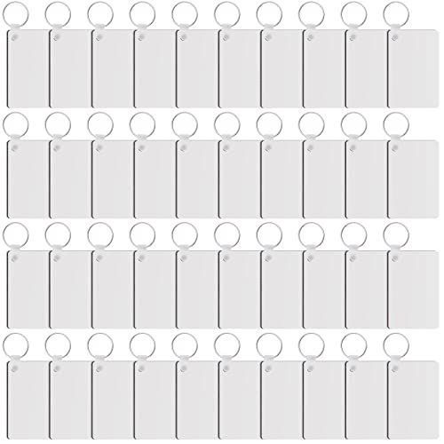 Duufin 120-teiliges Sublimations-Schlüsselanhänger-Set mit 40 rechteckigen Wärmeübertragungs-MDF, 40 Schlüsselringen und 40 Kunststoff-Halteklammern, doppelseitig bedruckt (rechteckig), Weiß von Duufin