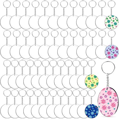 Duufin 150 Stück Acryl Transparente Kreis Scheiben mit Schlüsselring Schlüssel Kette, Kreis Schlüsselanhänger Klare Runde Acryl Schlüsselbund Rohlinge Schlüsselanhänger für DIY Projekte und Basteln von Duufin