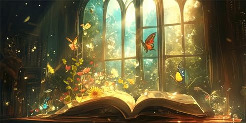 Bücher Diamond Painting Erwachsene, Schmetterlinge Diamond Painting Set für Kinder, Crystal Art für Anfänger, Diamant Kunst Mosaikherstellung, Diamant Kunst Erwachsene XXL, Wand Deko, 40x80cm p-689 von Duushuait