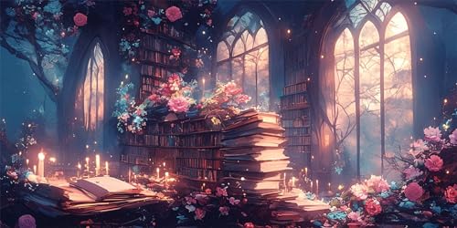 Bücher Diamond Painting Erwachsene, Wald Diamond Painting Set für Kinder, Crystal Art für Anfänger, DIY Diamant Kunst Mosaikherstellung, Diamant Kunst Erwachsene Groß XXL, Wand Deko, 40x80cm p-692 von Duushuait