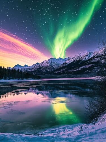 Diamond Painting Erwachsene Polarlicht, Berge Diamant Painting Set für Kinder, 5D DIY Full Drill Crystal Art Leinwand, Entspannendes & Stressabbau Geschenke, Perfektes Home Wall Decor 35x50cm f-293 Diamond Painting Erwachsene Polarlicht, Berge Diamant Painting Set für Kinder, 5D DIY Full Drill Crystal Art Leinwand, Entspannendes & Stressabbau Geschenke, Perfektes Home Wall Decor 35x50cm f-293 von Duushuait