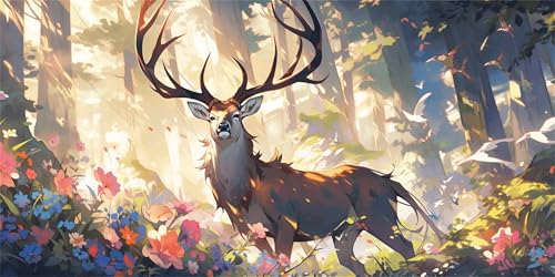Diamond Painting Hirsch Diamond Painting Kinder, Wald Bastelset Erwachsene, Kreativ Set für Erwachsene, 5D Crystal Art Set, DIY Rund Diamant Kunst Kits für Anfänger, für Home Wall Decor, 35x70cm p-435 von Duushuait