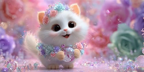 Diamond Painting Katzen Diamond Painting Kinder, Cartoons Bastelset Erwachsene, Kreativ Set für Erwachsene, 5D Crystal Art Set, DIY Diamant Kunst Kits für Anfänger, für Home Wall Decor, 50x100cm p-511 von Duushuait