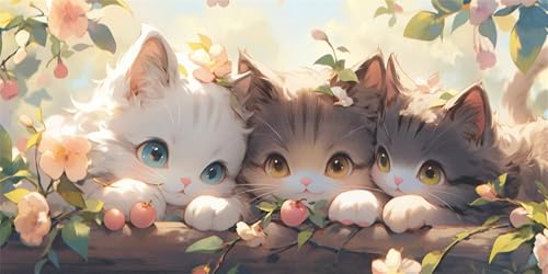 Diamond Painting Katzen Diamond Painting Kinder, Früchte Bastelset Erwachsene, Kreativ Set für Erwachsene, 5D Crystal Art Set, DIY Diamant Kunst Kits für Anfänger, für Home Wall Decor, 25x50cm p-526 von Duushuait