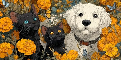 Diamond Painting Katzen Diamond Painting Kinder, Hund Bastelset Erwachsene, Kreativ Set für Erwachsene, 5D Crystal Art Set, DIY Diamant Kunst Kits für Anfänger, für Home Wall Decor, 50x100cm p-495 von Duushuait