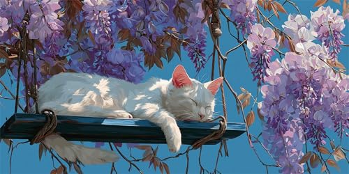 Diamond Painting Katzen Diamond Painting Kinder, Schaukeln Bastelset Erwachsene, Kreativ Set für Erwachsene, 5D Crystal Art Set, DIY Diamant Kunst Kits für Anfänger, für Home Decor, 50x100cm p-517 von Duushuait