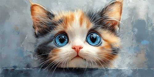 Diamond Painting Katzen Diamond Painting Kinder, Tiere Bastelset Erwachsene, Kreativ Set für Erwachsene, 5D Crystal Art Set, DIY Diamant Kunst Kits für Anfänger, für Home Wall Decor, 35x70cm p-494 von Duushuait