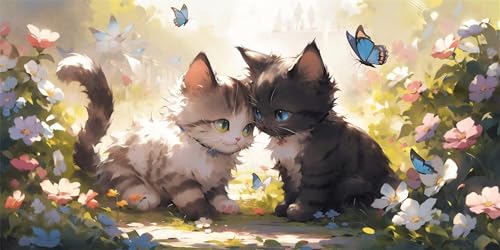 Diamond Painting Katzen Diamond Painting Kinder, Wald Bastelset Erwachsene, Kreativ Set für Erwachsene, 5D Crystal Art Set, DIY Diamant Kunst Kits für Anfänger, für Home Wall Decor, 50x100cm p-520 von Duushuait