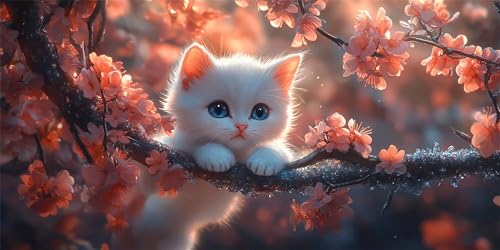 Diamond Painting Katzen Diamond Painting Kinder, Wald Bastelset Erwachsene, Kreativ Set für Erwachsene, 5D Crystal Art Set, DIY Diamant Kunst Kits für Anfänger, für Home Wall Decor, 50x100cm p-522 von Duushuait
