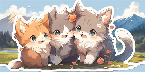 Diamond Painting Katzen Diamond Painting Kinder, Wiesen Bastelset Erwachsene, Kreativ Set für Erwachsene, 5D Crystal Art Set, DIY Diamant Kunst Kits für Anfänger, für Home Wall Decor, 50x100cm p-483 von Duushuait