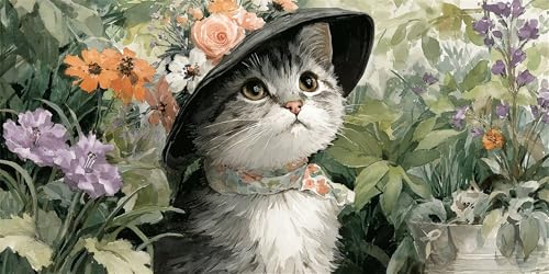 Diamond Painting Mütze Diamond Painting Kinder, Katzen Bastelset Erwachsene, Kreativ Set für Erwachsene, 5D Crystal Art Set, DIY Diamant Kunst Kits für Anfänger, für Home Wall Decor, 25x50cm p-539 von Duushuait