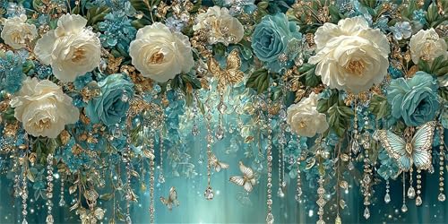 Diamond Painting Rose Diamond Painting Kinder, Windglocke Bastelset Erwachsene, Kreativ Set für Erwachsene, 5D Crystal Art Set, DIY Diamant Kunst Kits für Anfänger, für Home Wall Decor, 35x70cm p-540 von Duushuait