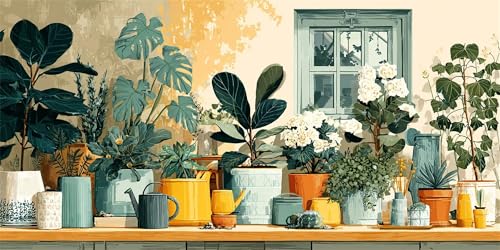 Diamond Painting Topfpflanzen Diamond Painting Kinder, Fenster Bastelset Erwachsene, Kreativ Set für Erwachsene, 5D Crystal Art Set, DIY Diamant Kunst Kits für Anfänger, für Home Decor, 25x50cm p-605 von Duushuait