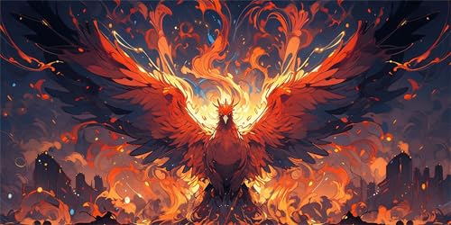 Diamond Painting Vogel Diamond Painting Kinder, Feuer Bastelset Erwachsene, Kreativ Set für Erwachsene, 5D Crystal Art Set, DIY Diamant Kunst Kits für Anfänger, für Home Wall Decor, 70x140cm p-584 von Duushuait