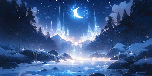 Diamond Painting Wasserfall Diamond Painting Kinder, Blau Bastelset Erwachsene, Kreativ Set für Erwachsene, 5D Crystal Art Set, DIY Diamant Kunst Kits für Anfänger, für Home Wall Decor, 50x100cm p-626 von Duushuait