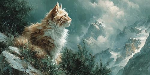 Katzen Diamond Painting Erwachsene, Berge Diamond Painting Set für Kinder, Crystal Art für Anfänger, DIY Diamant Kunst Mosaikherstellung, Diamant Kunst Erwachsene Groß XXL, Wand Deko, 80x160cm p-523 von Duushuait