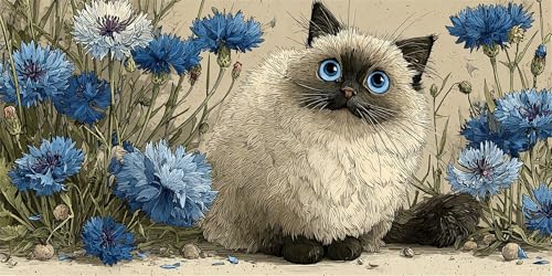 Katzen Diamond Painting Erwachsene, Blau Diamond Painting Set für Kinder, Crystal Art für Anfänger, DIY Diamant Kunst Mosaikherstellung, Diamant Kunst Erwachsene Groß XXL, Wand Deko, 30x60cm p-513 von Duushuait