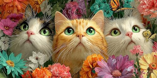 Katzen Diamond Painting Erwachsene, Blumen Diamond Painting Set für Kinder, Crystal Art für Anfänger, DIY Diamant Kunst Mosaikherstellung, Diamant Kunst Erwachsene Groß XXL, Wand Deko, 100x200cm p-503 von Duushuait