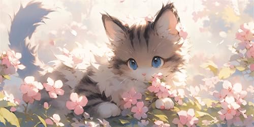 Katzen Diamond Painting Erwachsene, Pflanzen Diamond Painting Set für Kinder, Crystal Art für Anfänger, DIY Diamant Kunst Mosaikherstellung, Diamant Kunst Erwachsene Groß XXL, Wand Deko, 40x80cm p-538 von Duushuait