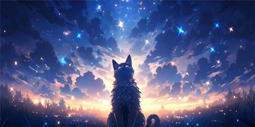 Katzen Diamond Painting Erwachsene, Sternenhimmel Diamond Painting Set für Kinder, Crystal Art für Anfänger, DIY Diamant Kunst Mosaikherstellung, Diamant Kunst Erwachsene XXL, Wand Deko, 20x40cm p-533 von Duushuait
