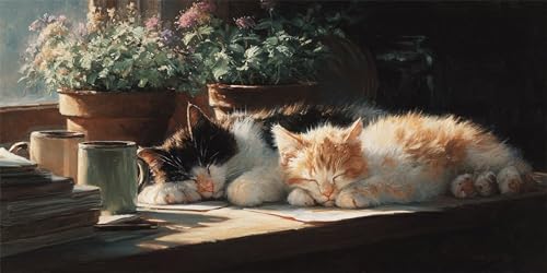 Katzen Diamond Painting Erwachsene, Tiere Diamond Painting Set für Kinder, Crystal Art für Anfänger, DIY Diamant Kunst Mosaikherstellung, Diamant Kunst Erwachsene Groß XXL, Wand Deko, 40x80cm p-492 von Duushuait